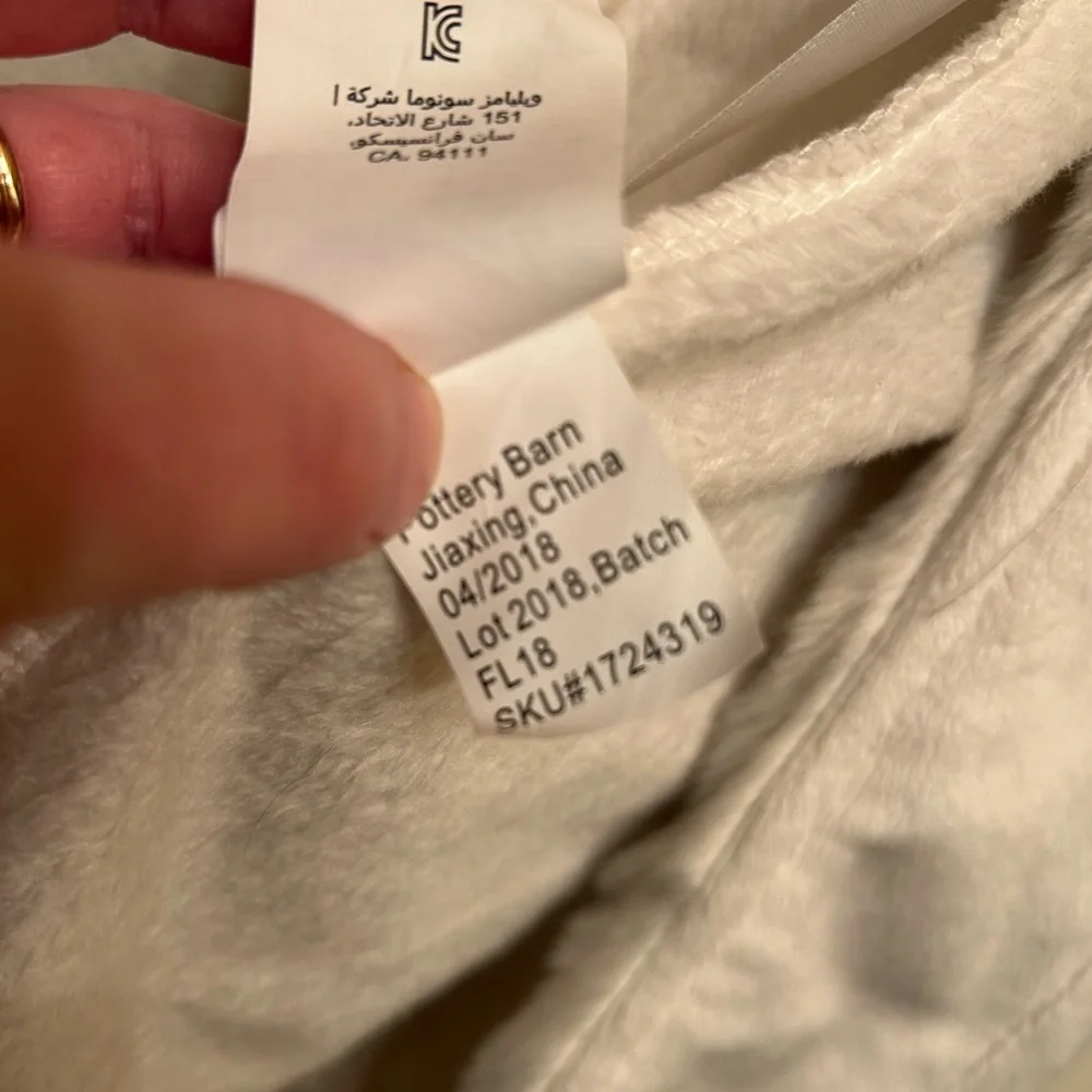 Like New Pottery Barn Hooded Plush Robe with Faux Fur Interior - Picture 7 of 11